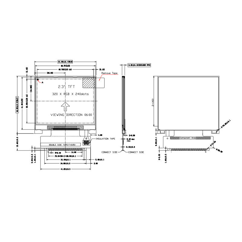 Polcd ILI9342C 2.31 İnç Lcd 8080 MCU 16 Bit 320x240 Lcd Ekran 300 Nit