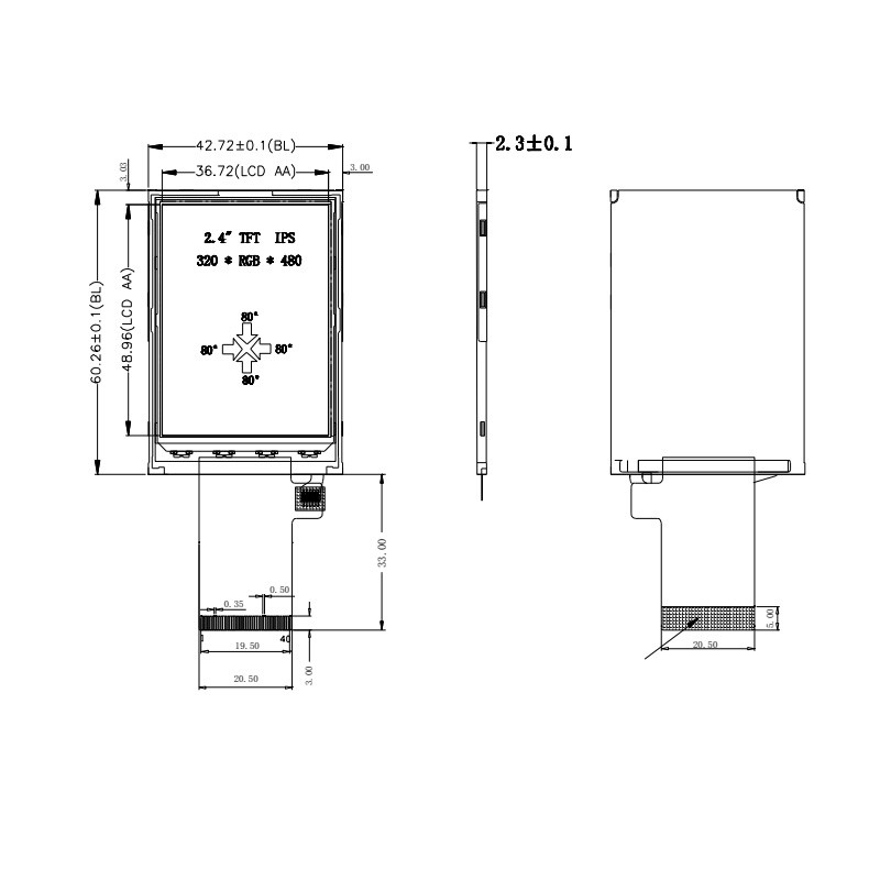 Polcd 350 Nit Tft Dokunmatik Ekran 2.4 İnç 16 Bit Lcd Ekran ISO9001