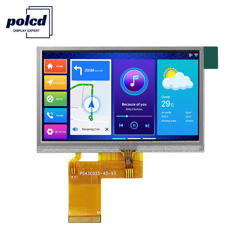 Polcd ILI6485 480x272 Tft Lcd Ekran 4.3 İnç TFT Dirençli Dokunmatik Ekran 40 Pin