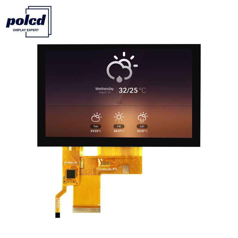 Polcd 108mm 5 İnç Kapasitif Dokunmatik Ekran 800X480 IPS TFT LCD Ekran