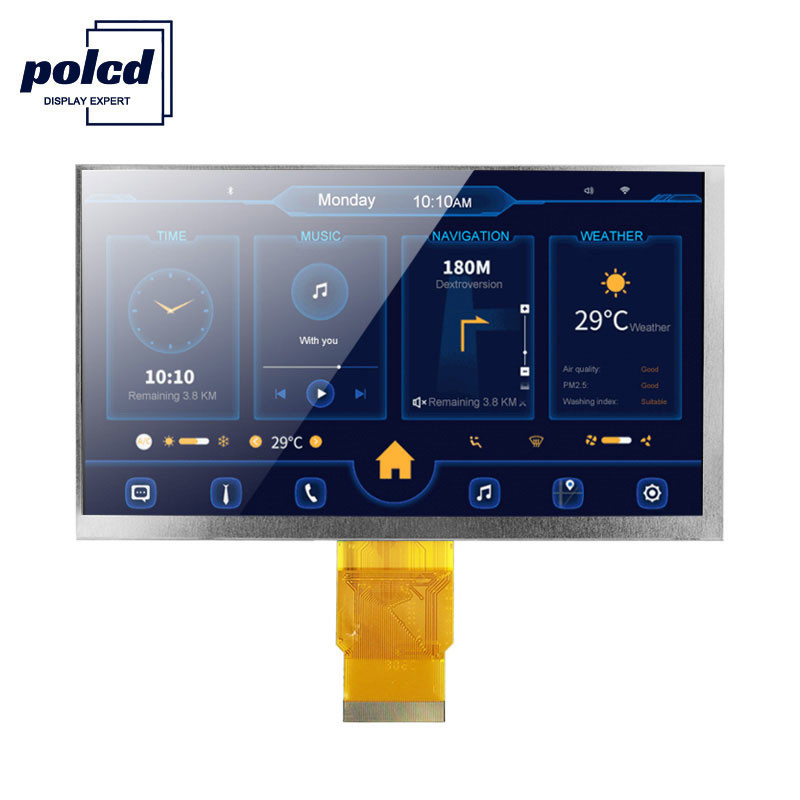 Polcd ISO9001 300 Nits 7 İnç Dokunmatik Tft Lcd RGB 24 Bit 800x480 Lcd Ekran